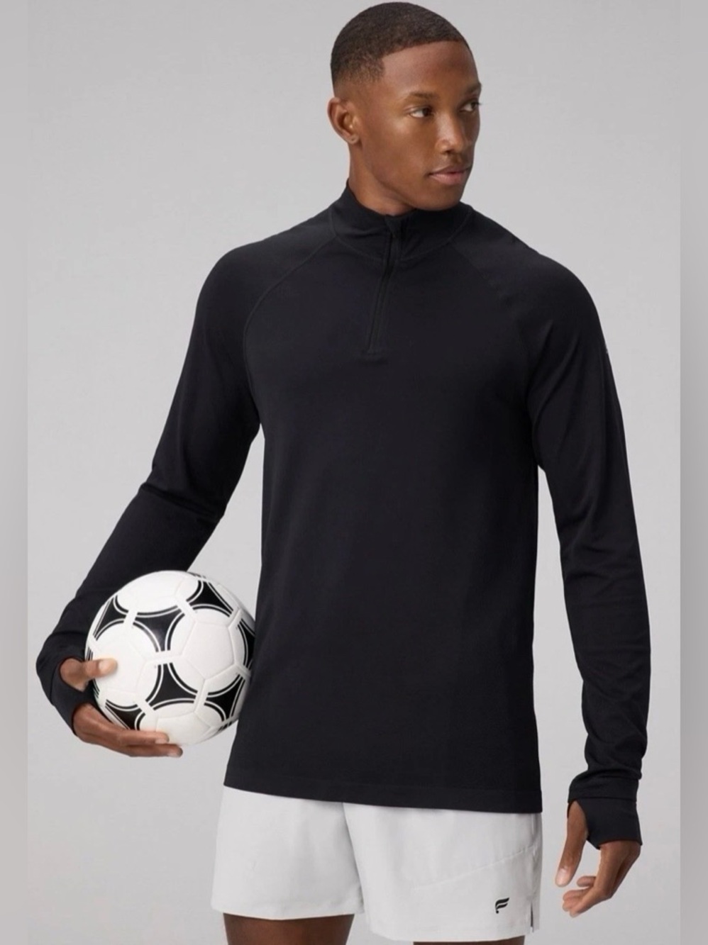 Fabletics Mens The Training Day Quarter Zip Pullover NWT Black Large